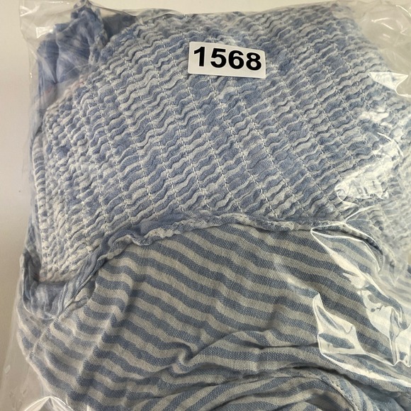 Jessica Simpson Blue White Striped Cold Shoulder Smocked Top 2X Womens Plus Size - Picture 7 of 7